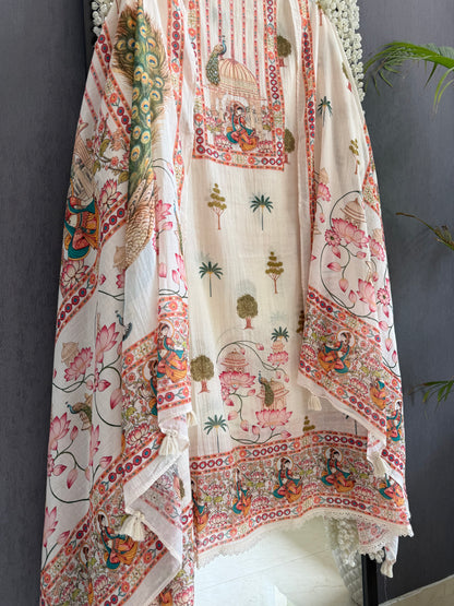 Mulmul cotton divine handwork suit