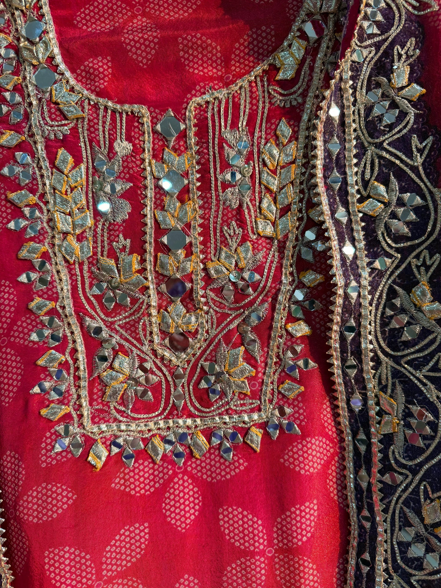 Luxurious Bhandej ombré gotapatti suits
