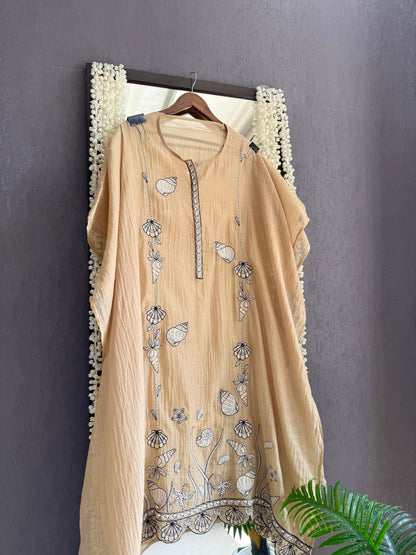 Luxurious Mul chanderi aqua shells suit