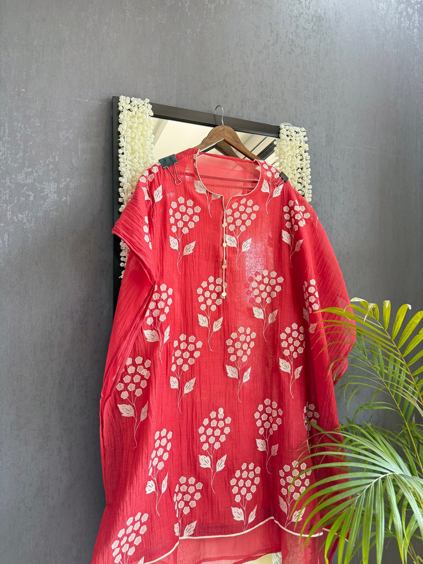 Luxurious Mul chanderi appliqué work suit