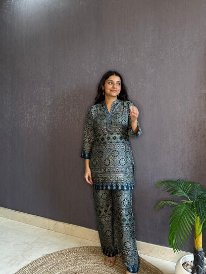 Modal cotton Ajrakh Coord set