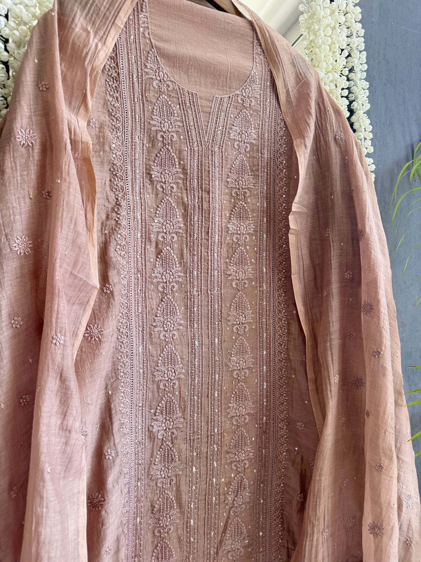 Luxurious Mul chanderi lucknowi handwork suit