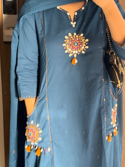 Pure cotton mirror shells A line suit set