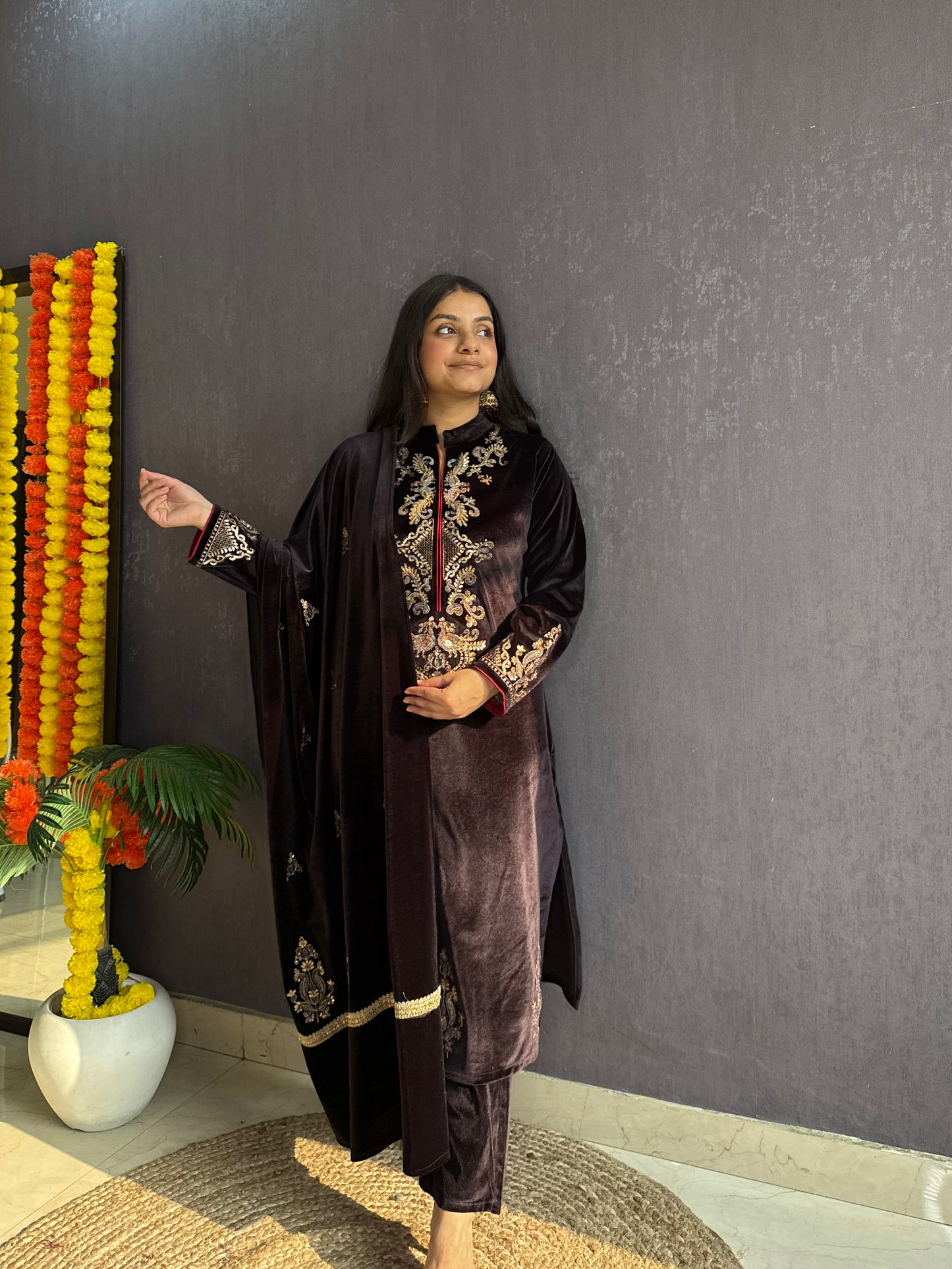 Velvet Handwork Shawl set