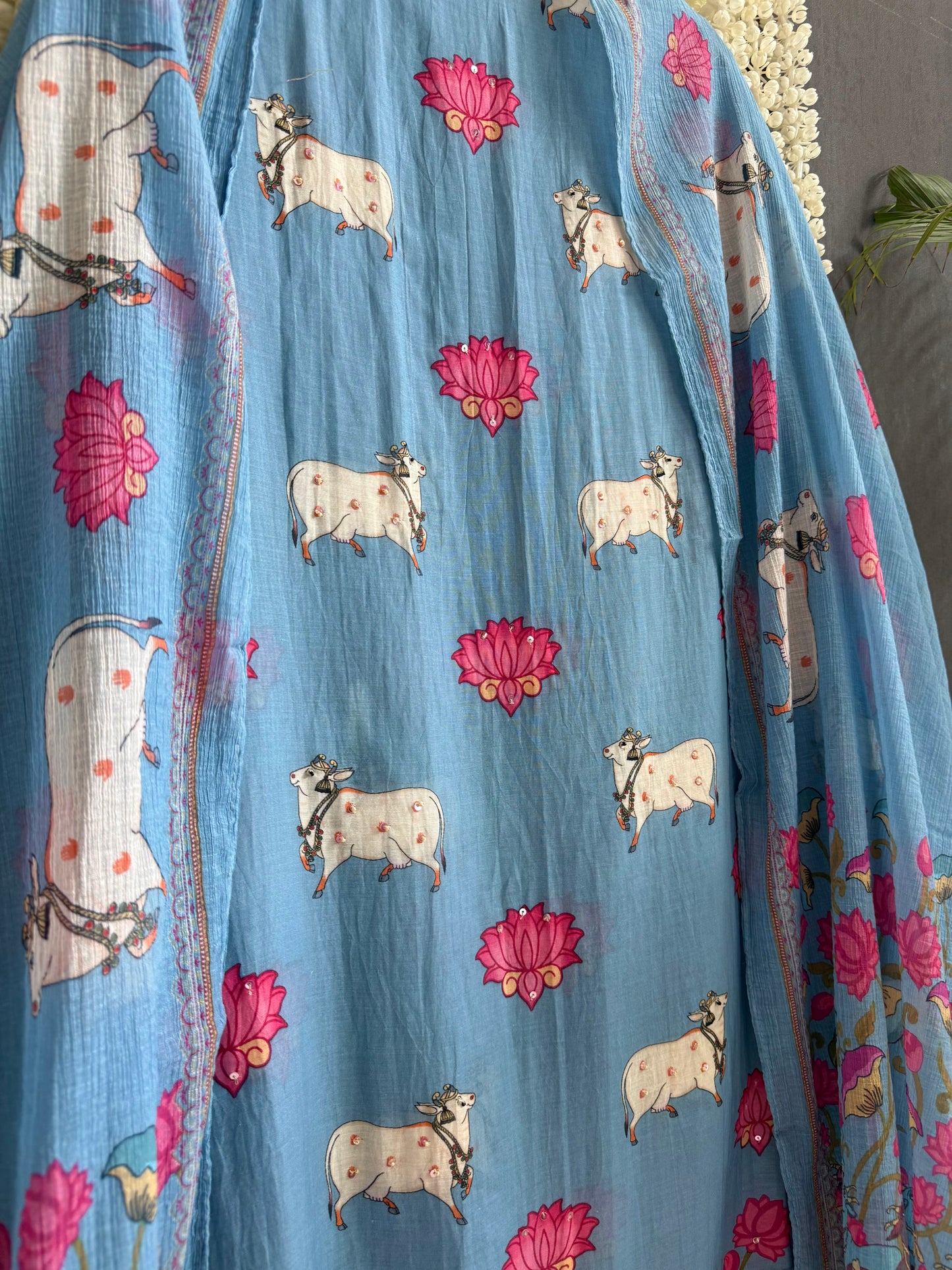 Mulmul cotton pichwai suit
