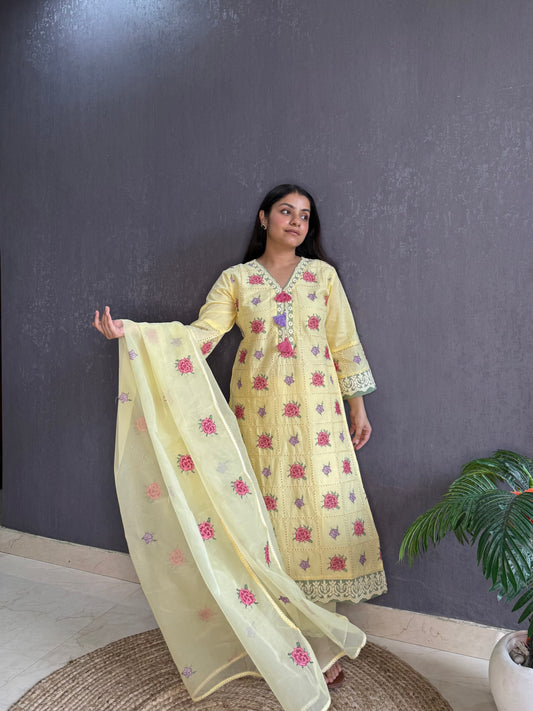 Cotton roses designer suit