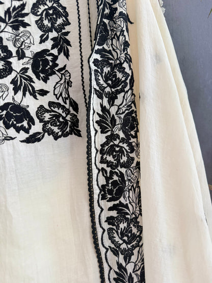 Luxurious Mul chanderi Parsi work florals suit