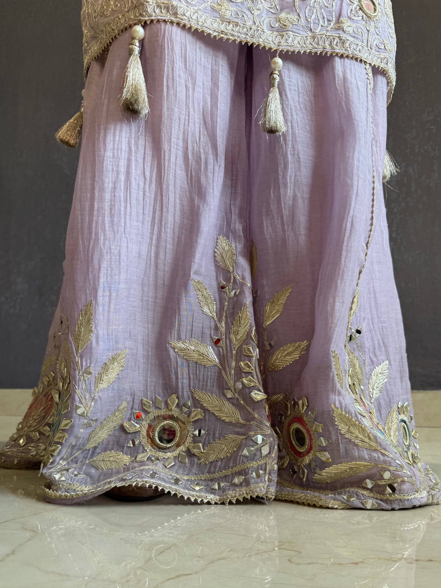 Luxurious mul cotton gotapatti sharara set