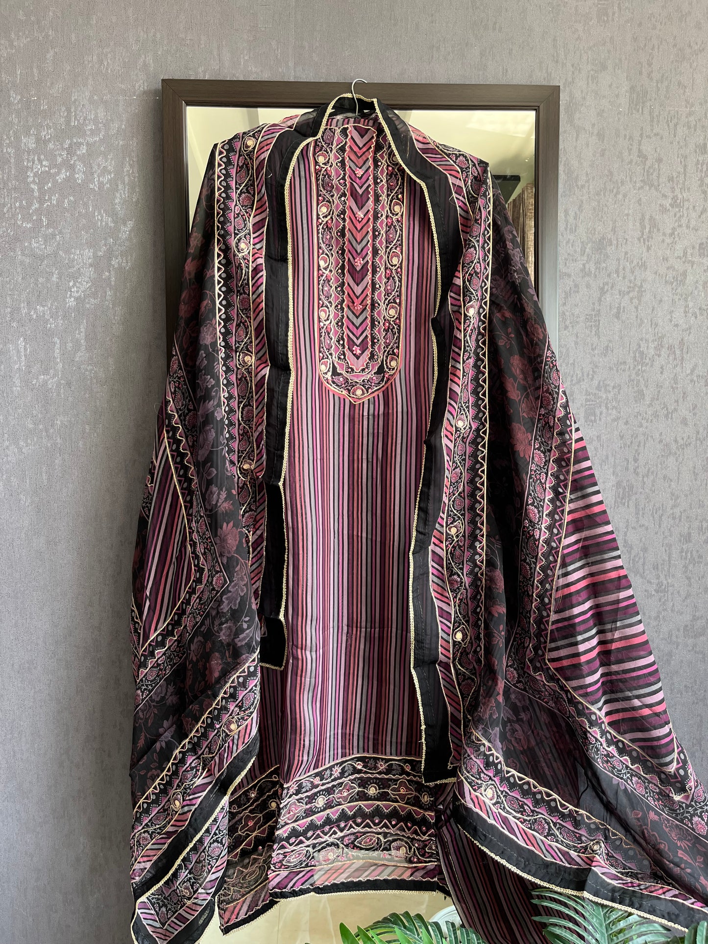 Aari work organza suits