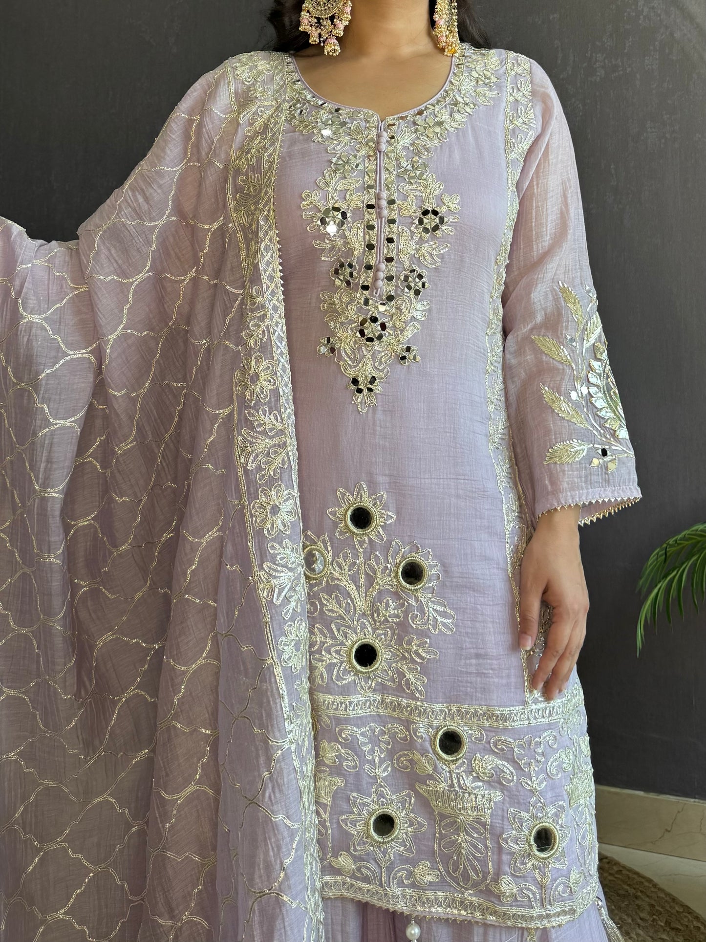 Luxurious mul cotton gotapatti sharara set