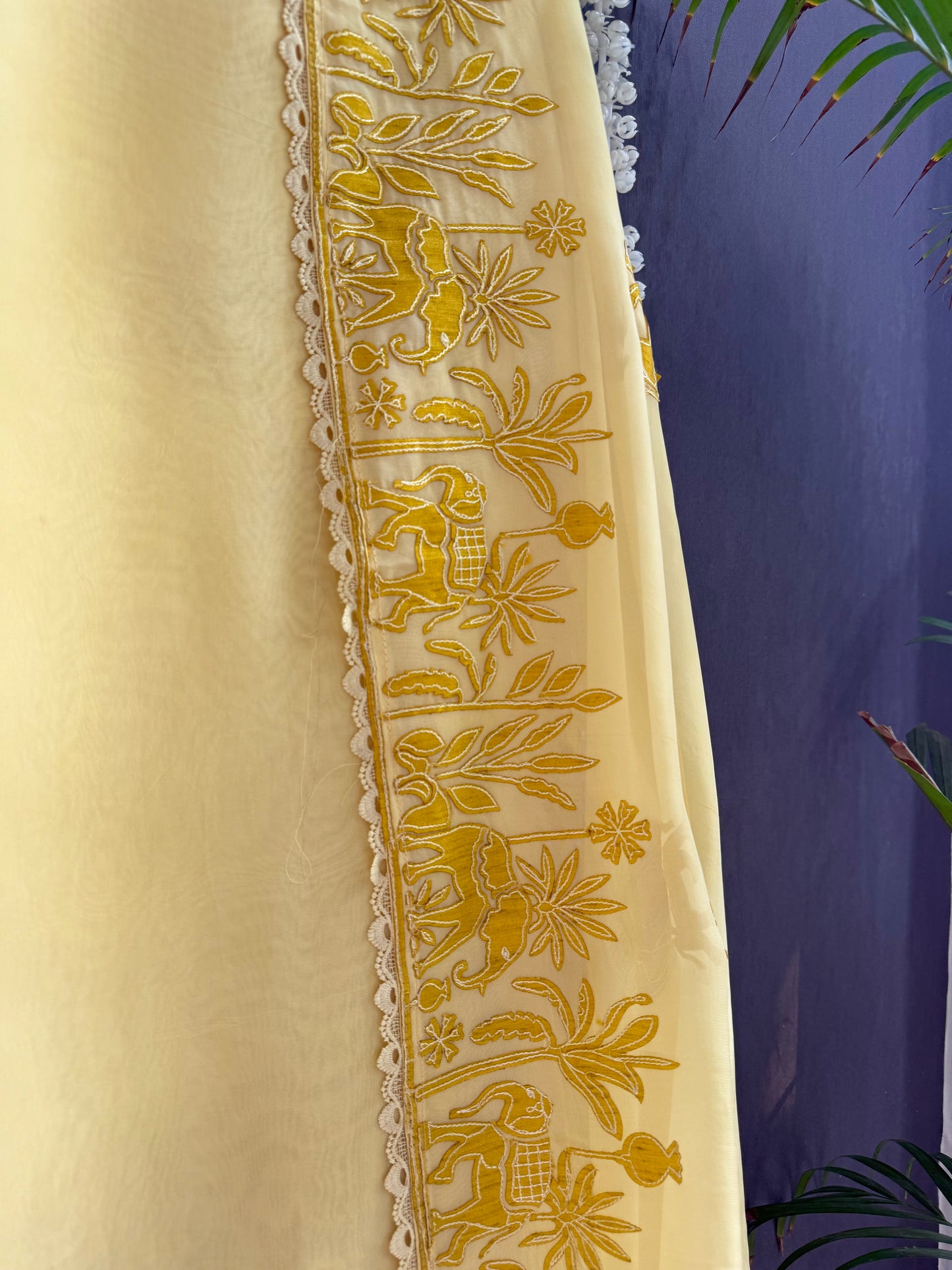 Organza appliqué work elephants suit