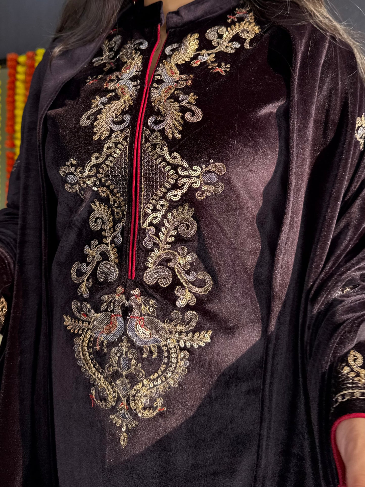 Velvet Handwork Shawl set