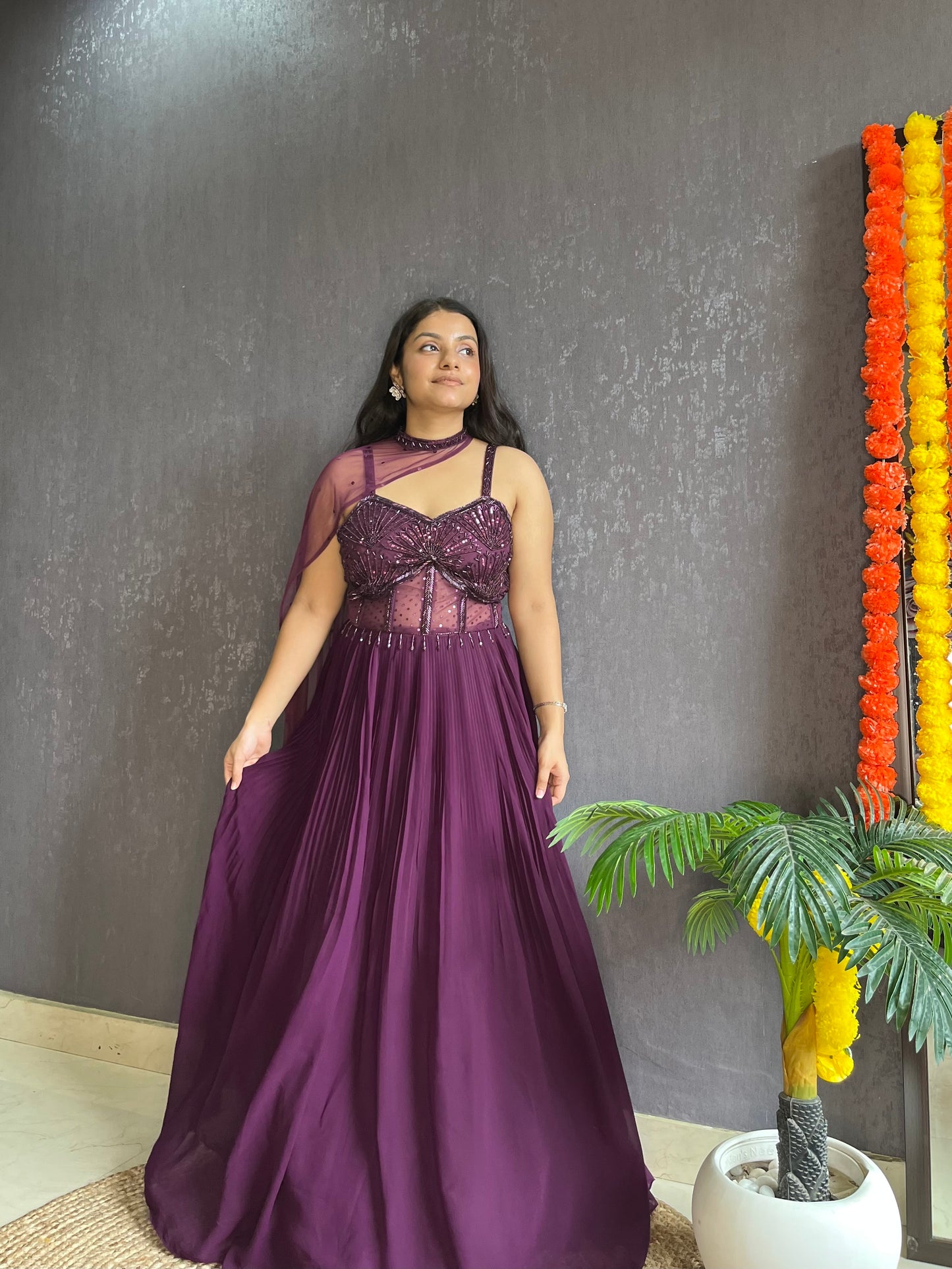 Anarkali Cape gown