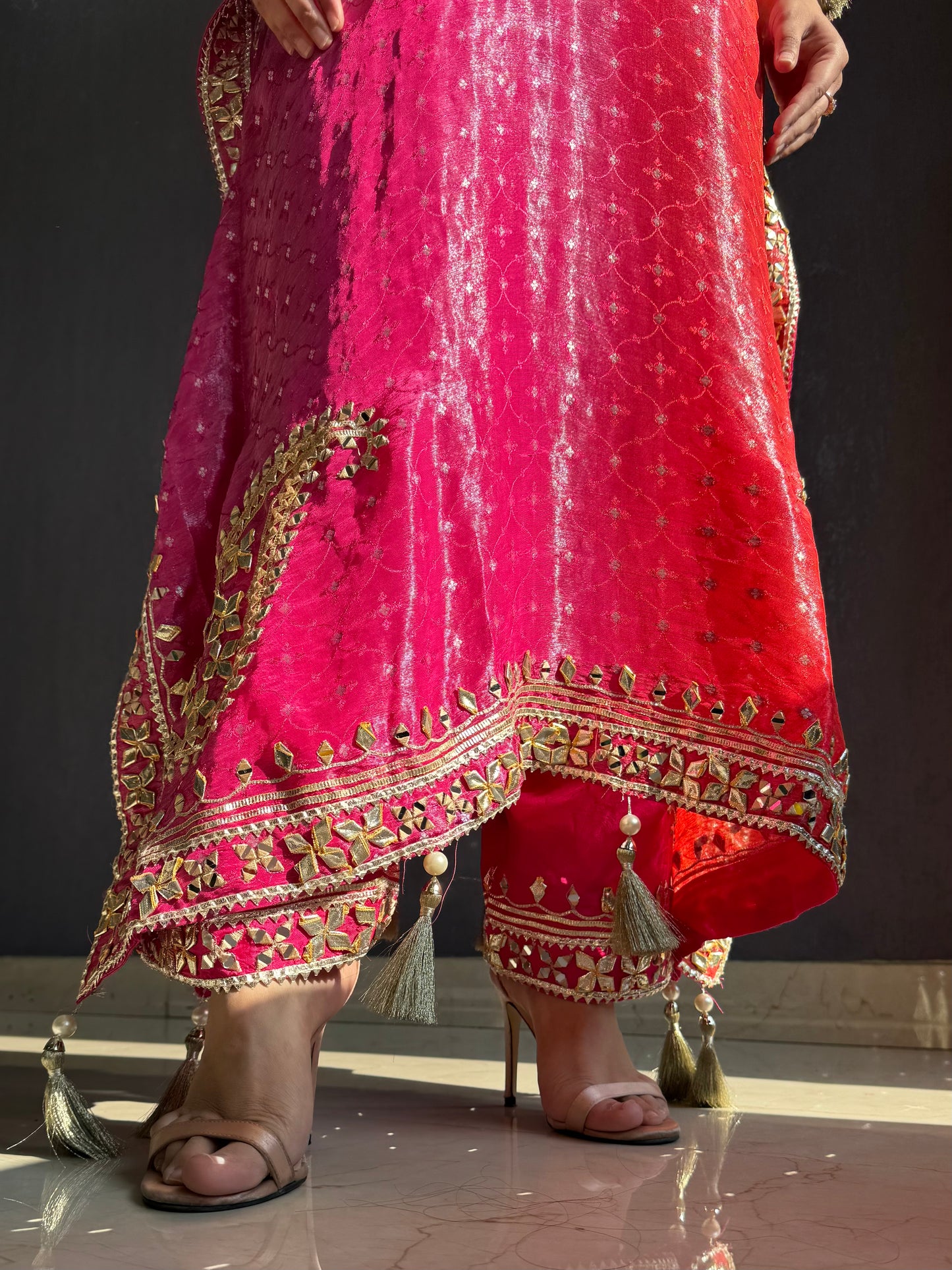 Luxurious ombré kaftan gotapatti set