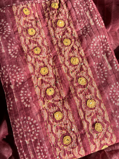 Maheshwari Kantha work Unstitched suit