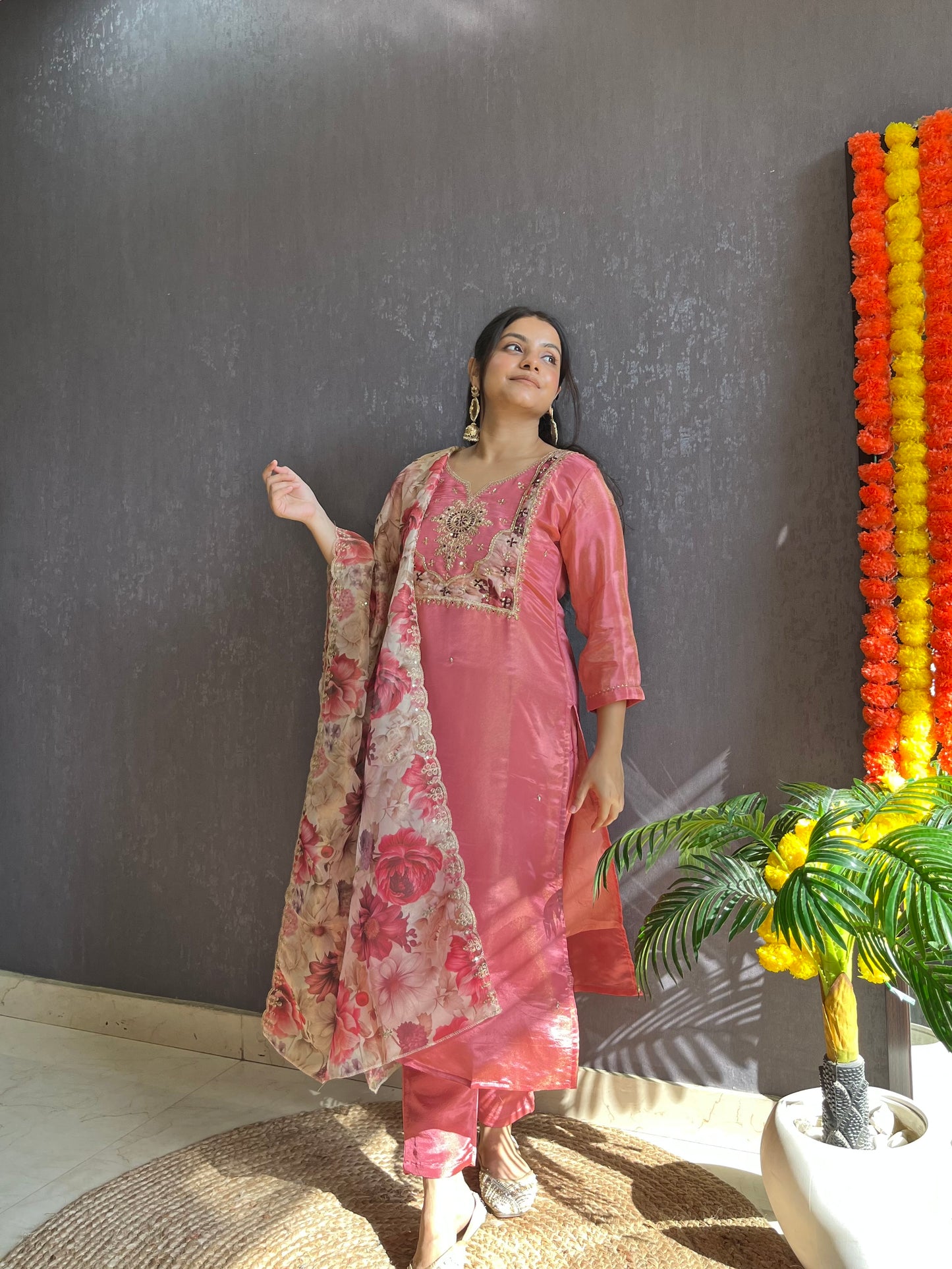 Tissue silk Handwork suit set