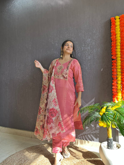 Tissue silk Handwork suit set