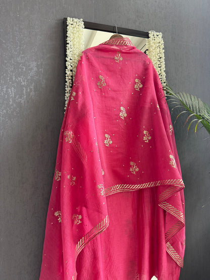 Luxurious Mul chanderi pitta work suit