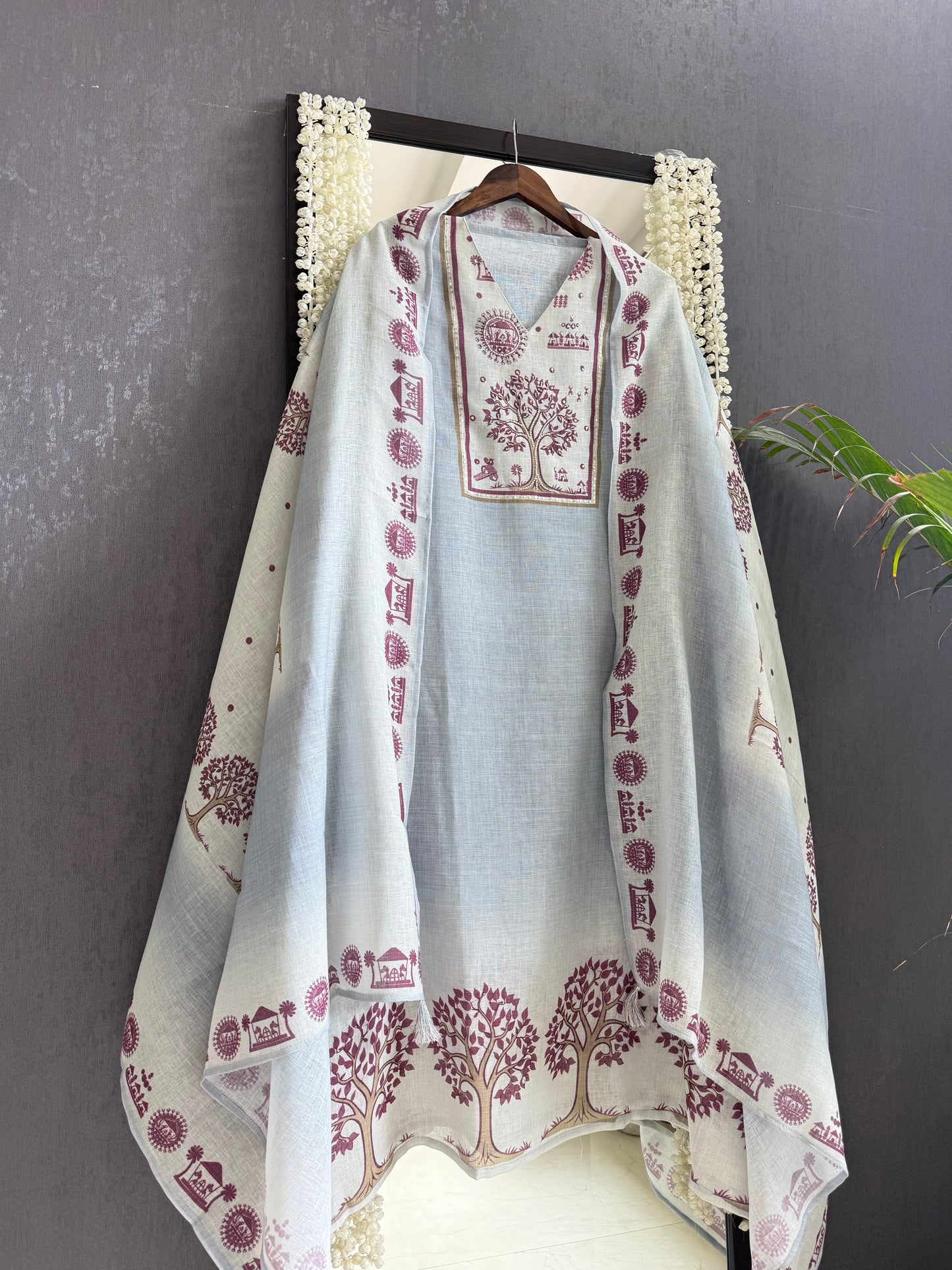 Pure linen worli art handwork suit