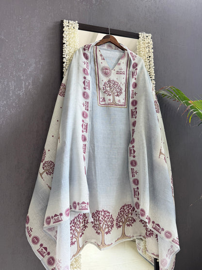 Pure linen worli art handwork suit