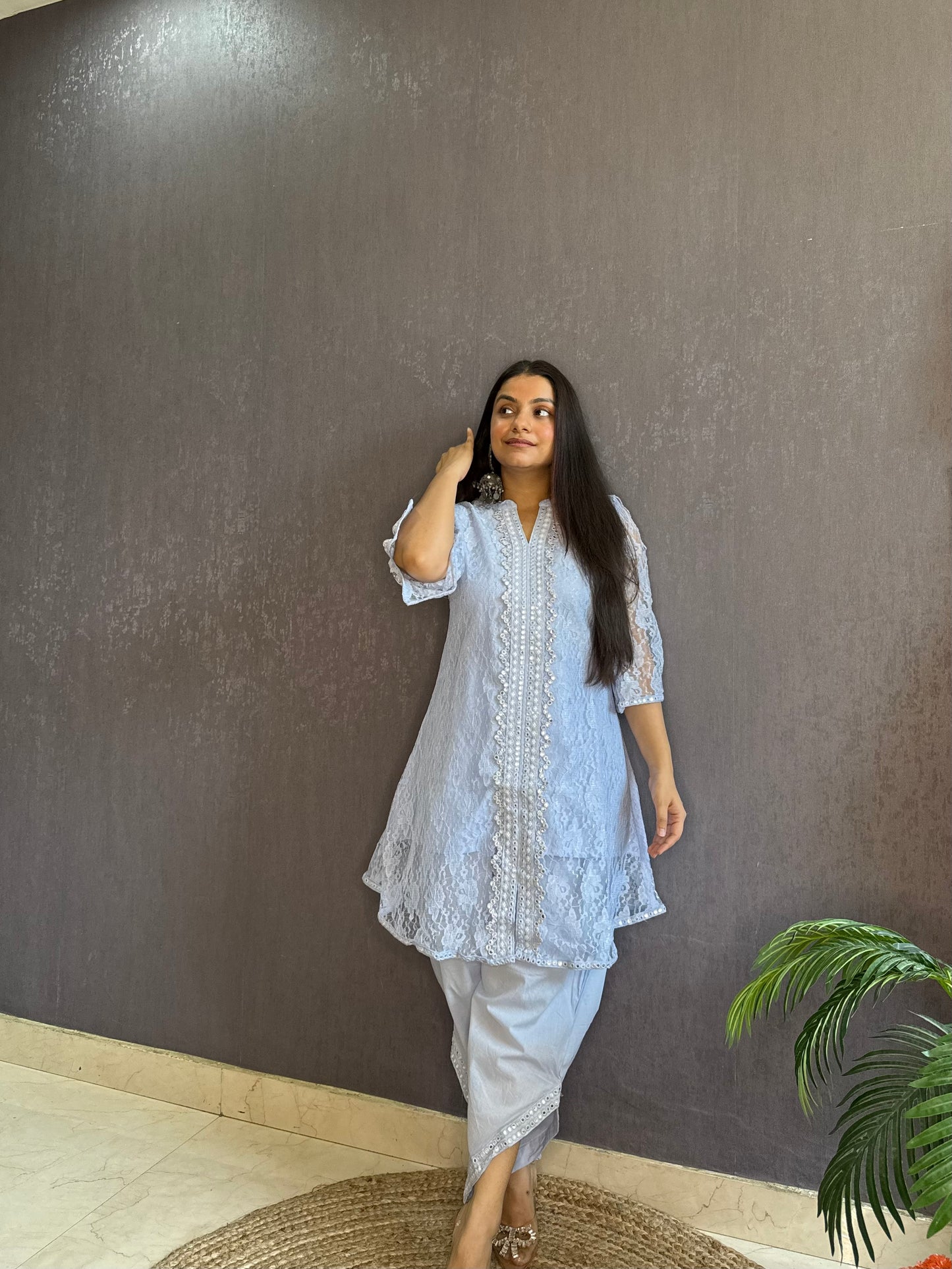 Pure cotton lace work coord