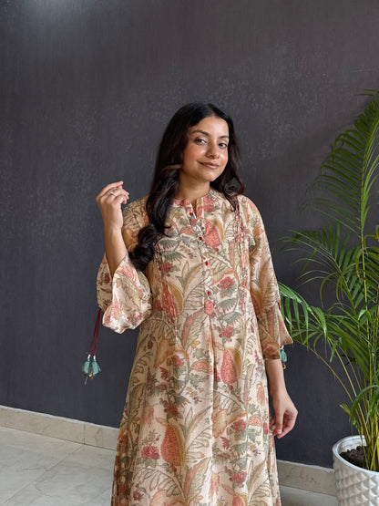 Linen handwork kurta set