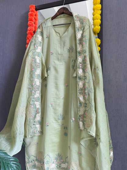 Luxurious Mul chanderi pichwai suit