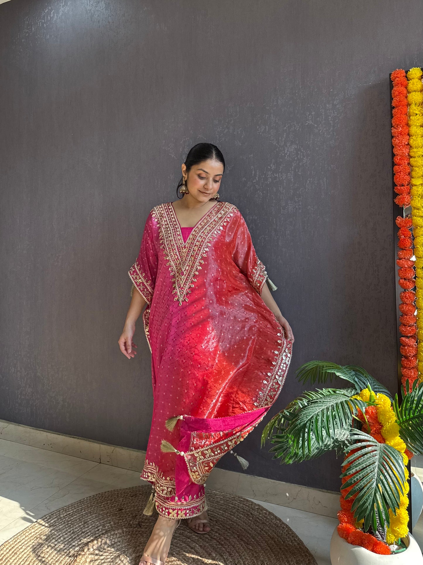 Luxurious ombré kaftan gotapatti set