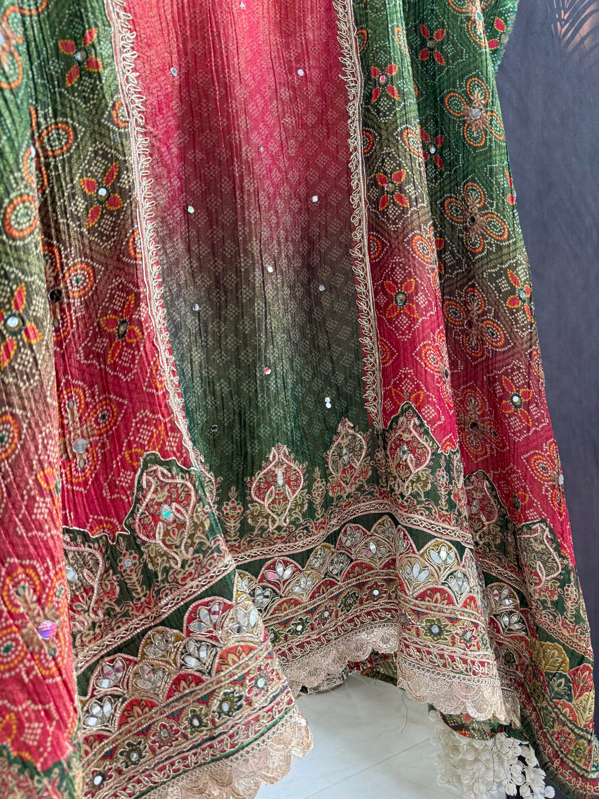 Crush tissue Bandhani ombré suit