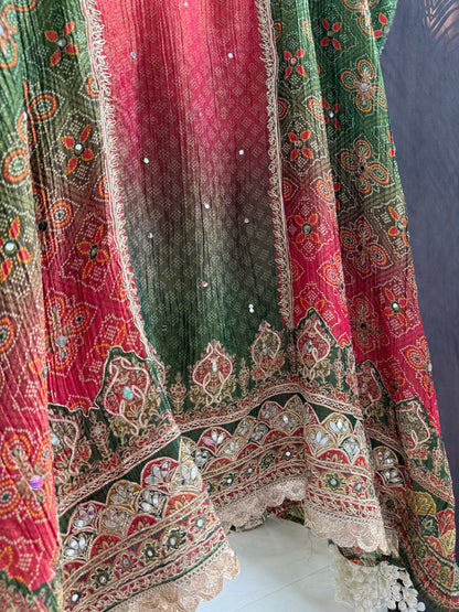 Crush tissue Bandhani ombré suit
