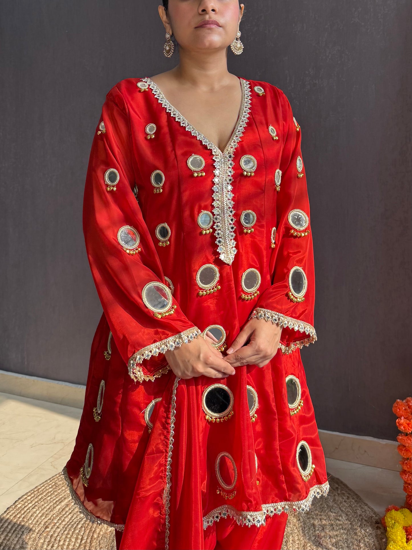 Luxurious mirrorwork farshi salwar set