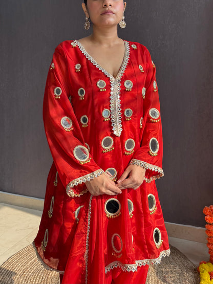 Luxurious mirrorwork farshi salwar set