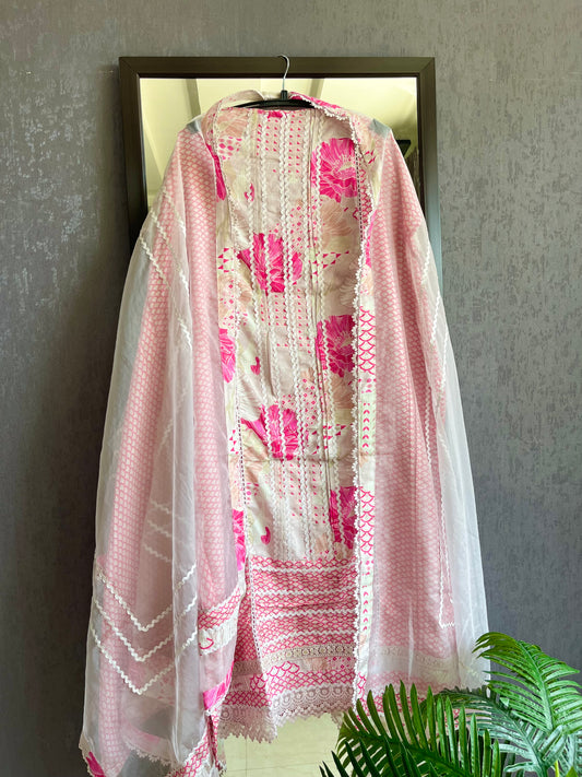 Premium Muslin lace work floral suit
