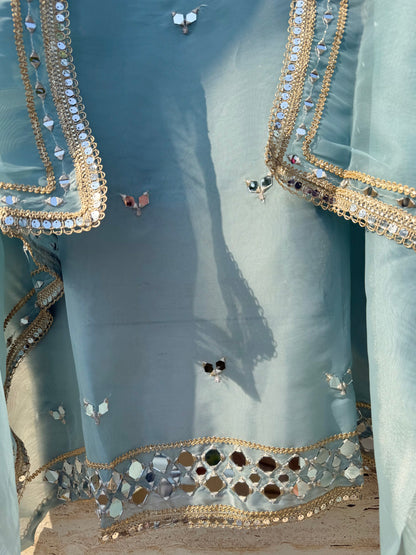 Premium Mirror work organza suit