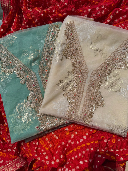 Zardozi bandhani suit
