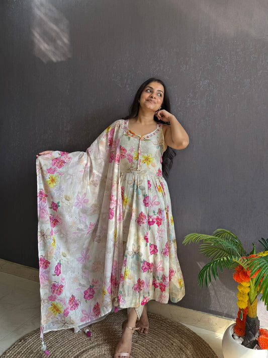 Mal cotton floral Anarkali