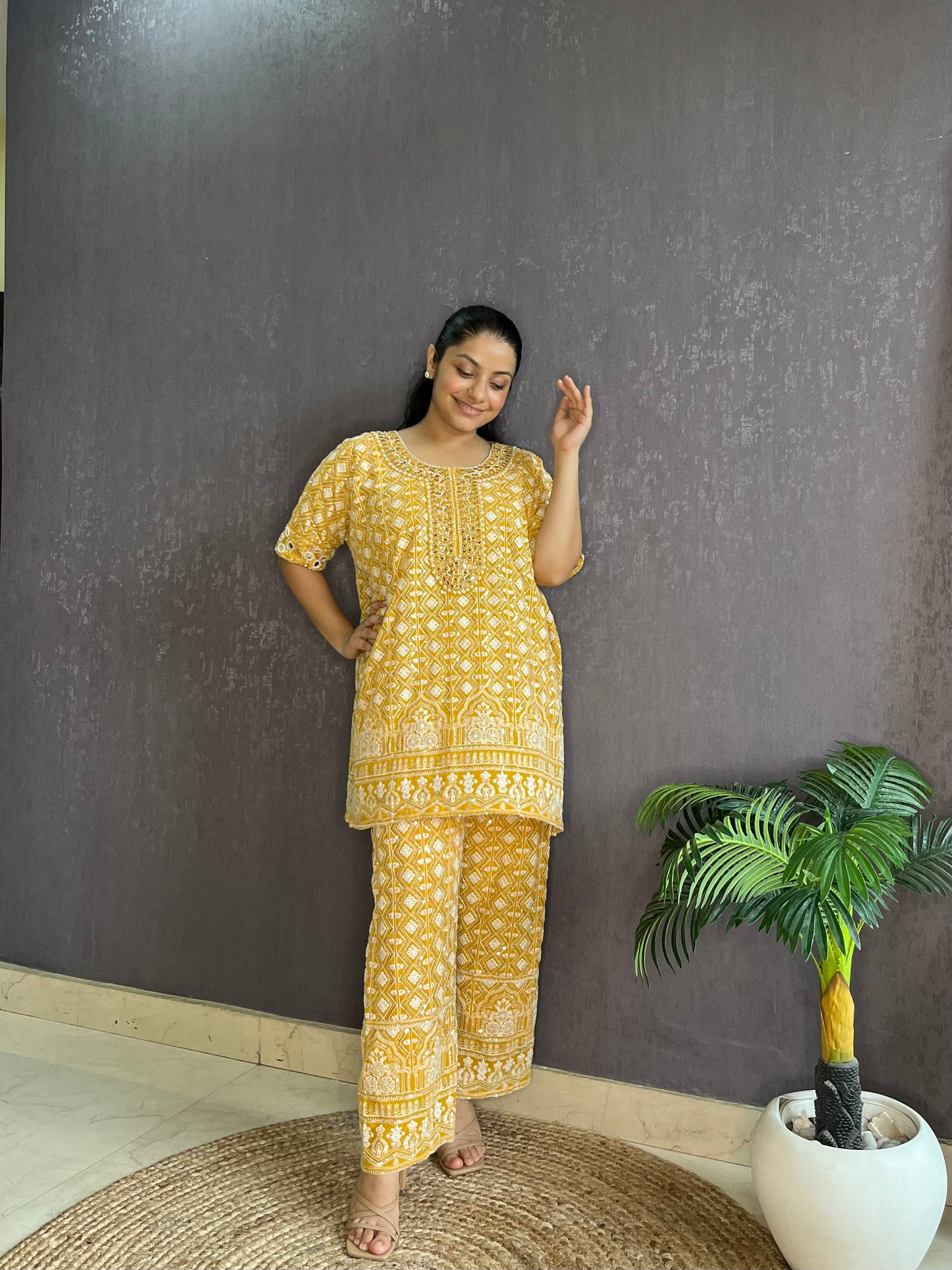 Lucknowi handwork festive Coord set
