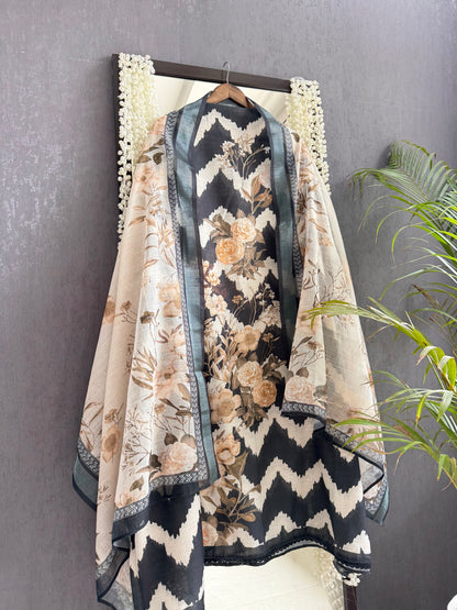 Linen floral frenchknot suit