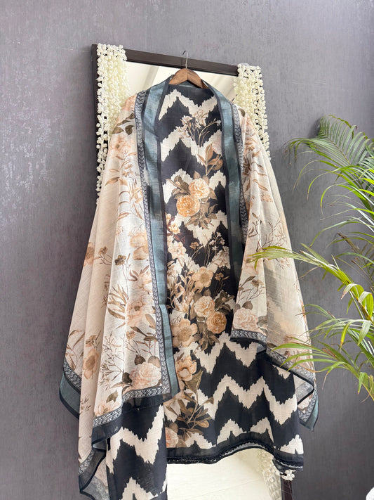 Linen floral frenchknot suit