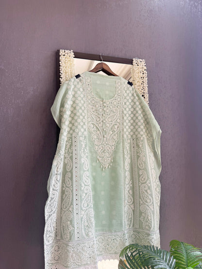 Luxurious Mul chanderi lucknowi handwork suit
