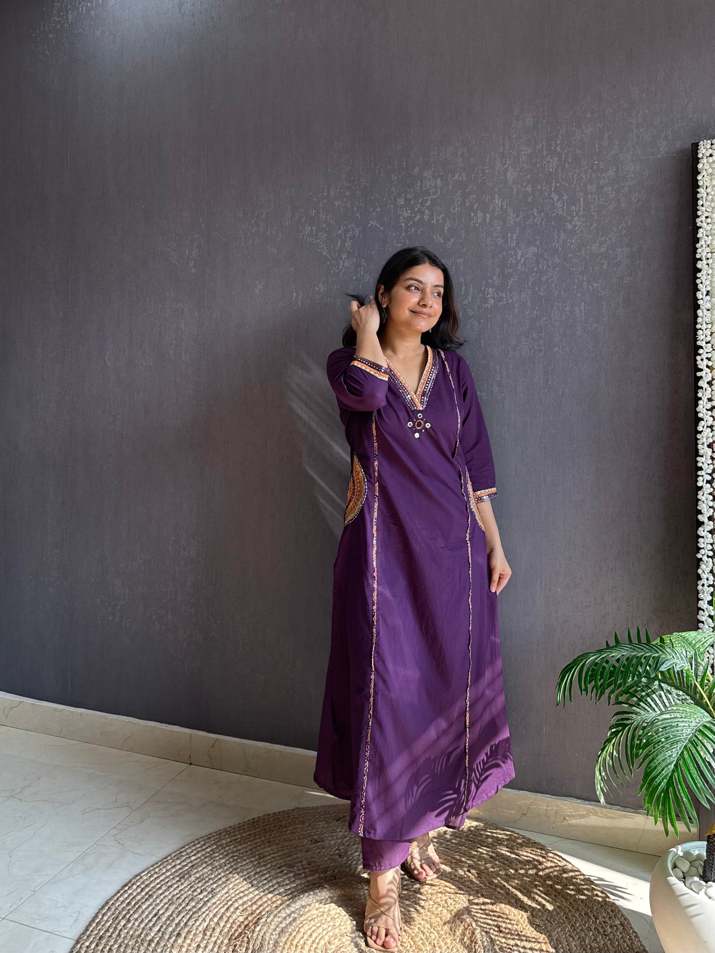 Pure cotton ajrakh A line suit set