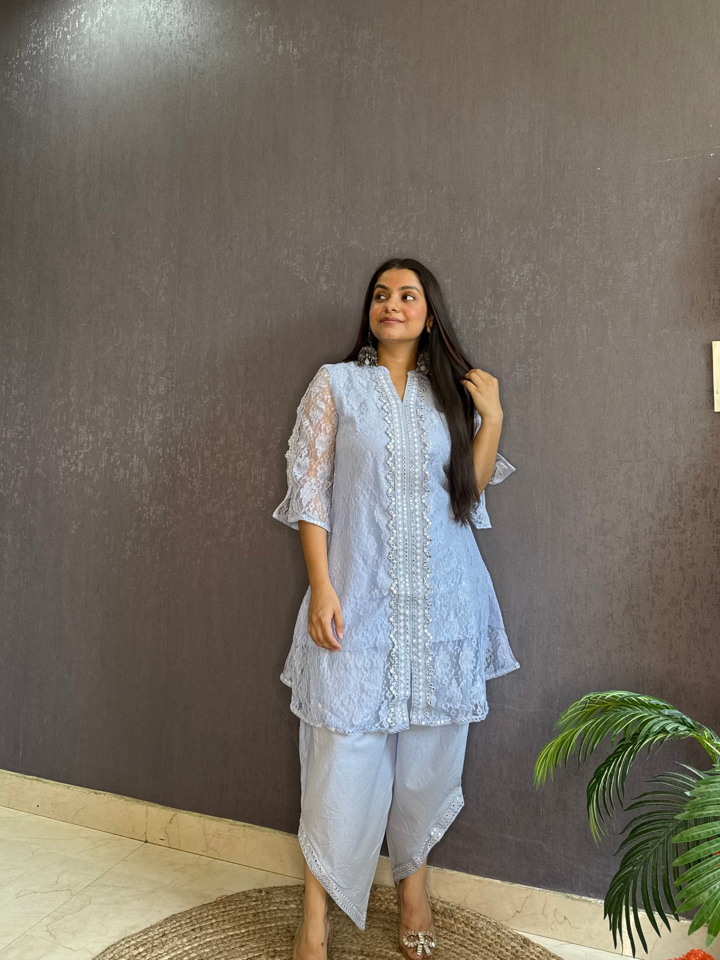 Pure cotton lace work coord