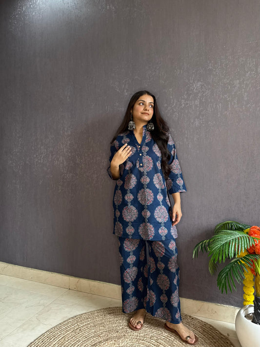 Pure cotton Ajrakh Coord set
