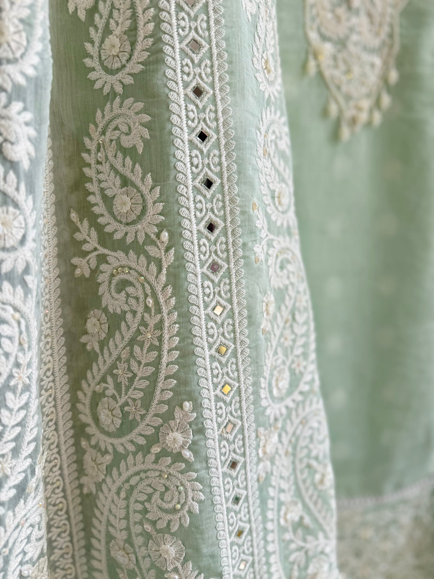 Luxurious Mul chanderi lucknowi handwork suit