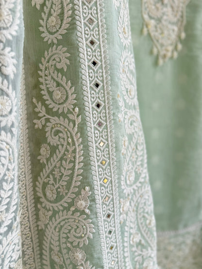 Luxurious Mul chanderi lucknowi handwork suit