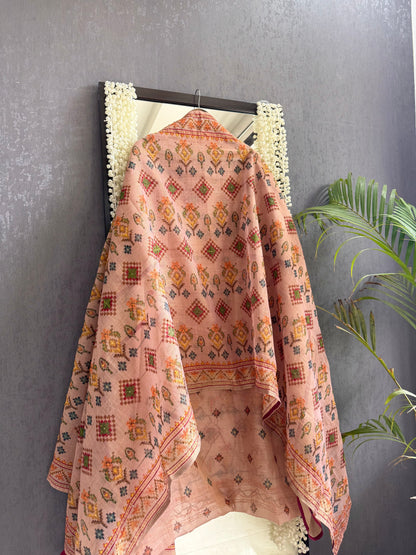 Linen ikkat Frenchknot kantha work suit