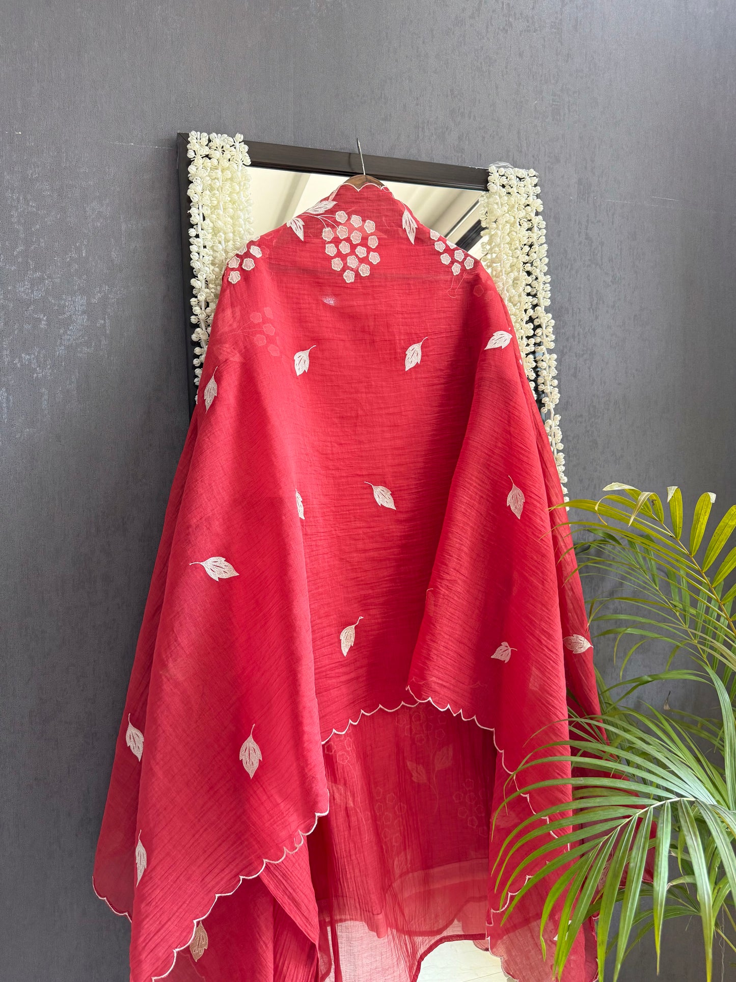 Luxurious Mul chanderi appliqué work suit
