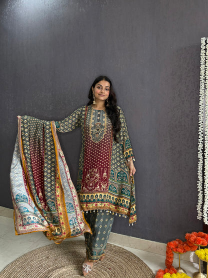Digitally printed high low Suit