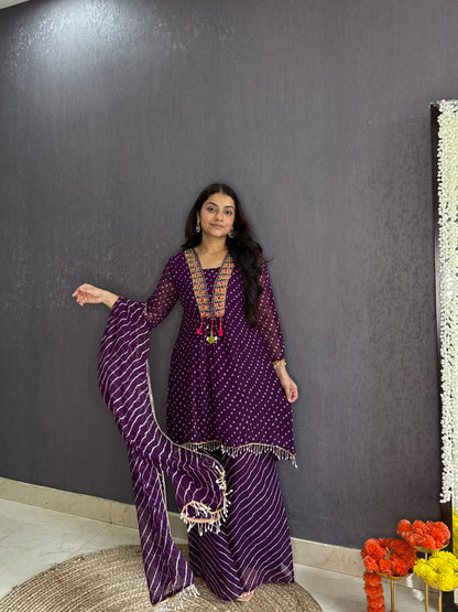 Handwork Bandhani Sharara suit