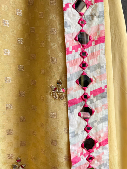 Luxurious sheesha aari work Tissue silk suit